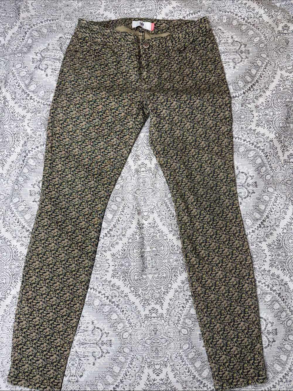Cabi Jeans - Print Skinny Pants - Olive & Black - Size 4